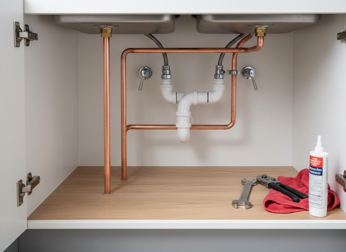 After: New professionally installed copper and PVC piping with clean connections
